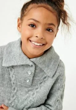 Next CABLE COLLAR WITH GEM BUTTONS STANDARD - Strickpullover - Grey -Oberbekleidung Verkäufe 03105bdaa0f1418a8edad55698686246