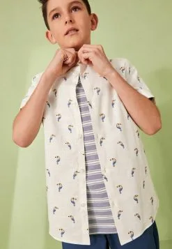 Next SHORT SLEEVE STANDARD - Hemd - White Toucan Print
