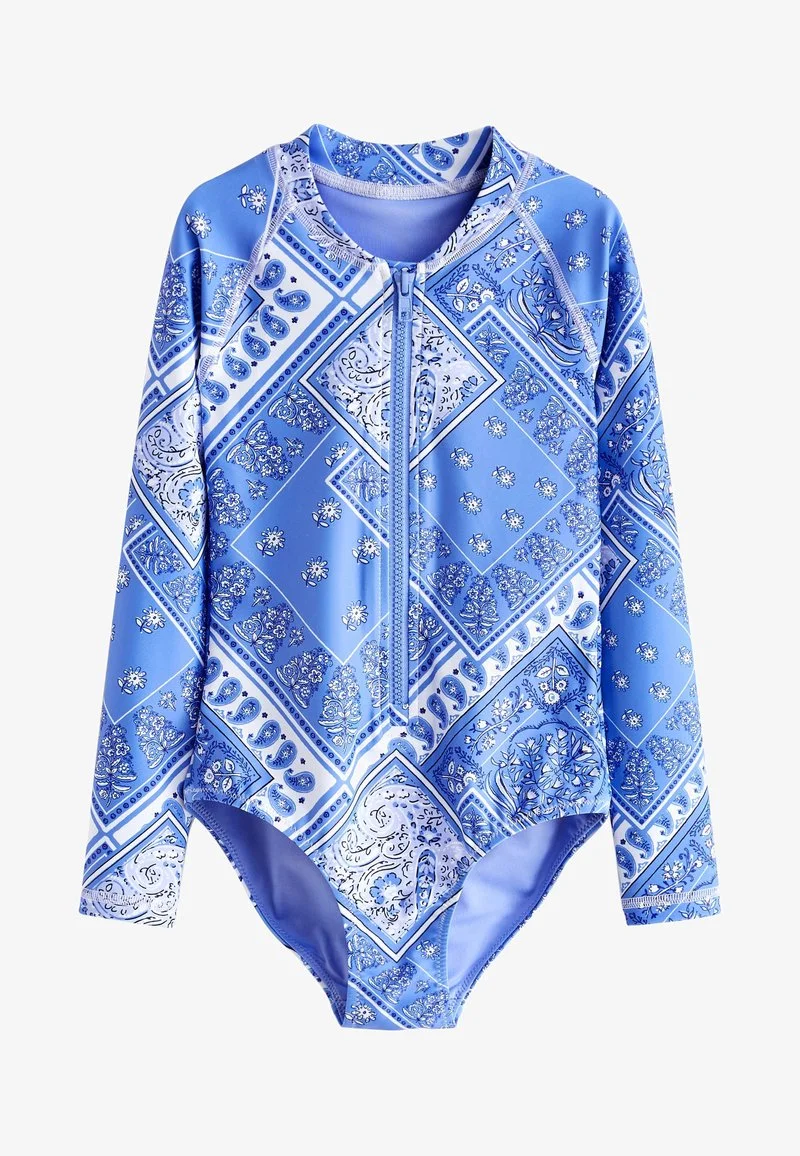 Next LONG SLEEVED STANDARD - Badeanzug - Blue White 3 Next LONG SLEEVED STANDARD - Badeanzug - Blue White