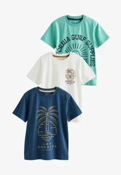 Next SHORT SLEEVE GRAPHIC 3 PACK - T-Shirt Print - Blue Beach