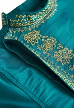 Next LONG EMBROIDERED - Hemd - Teal Blue Gold -Oberbekleidung Verkäufe 375cc693dcba4d3b8f7a10670844a16a