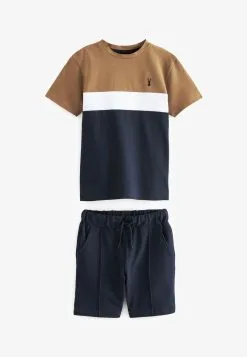 Next BLOCK SET - Shorts - Navy Blue Tan Brown