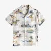 Next SHORT SLEEVE STANDARD - Hemd - Ecru Cream Beach Print -Oberbekleidung Verkäufe 52cc978183cc4303be4006e8ad888632