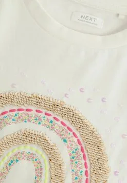 Next SEQUIN RAINBOW - T-Shirt Print - Ecru White -Oberbekleidung Verkäufe 53e00061b8a342599533bc5a60d8a146