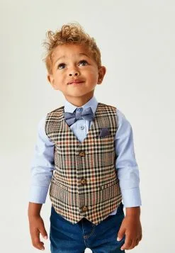 Next SET - Weste - Brown Check