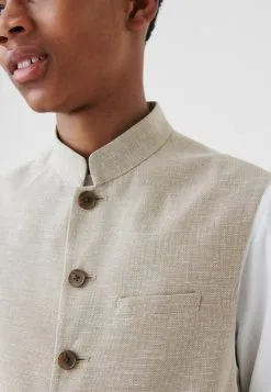 Next SET STANDARD - Weste - Neutral Brown Grandad Collar -Oberbekleidung Verkäufe 5f928dca40f146e3b81d25421cbb21c7