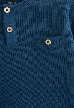 Next HENLEY BUTTON NECK - Strickpullover - Indigo Blue -Oberbekleidung Verkäufe 690215ac48db472fb72c94dc9632736c