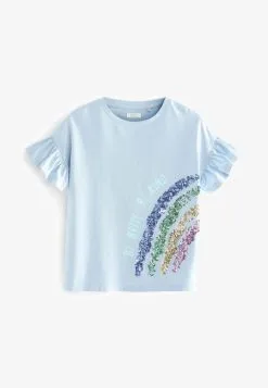 Next SEQUIN RAINBOW FRILL SLEEVE STANDARD - T-Shirt Print - Blue
