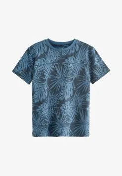 Next SHORT SLEEVE ALL OVER - T-Shirt Print - Navy Blue Leaf