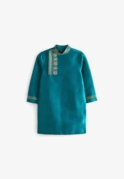 Next LONG EMBROIDERED - Hemd - Teal Blue Gold -Oberbekleidung Verkäufe 7f58b785d82b4f00a5baa663952fb548 1