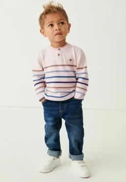 Next HENLEY BUTTON NECK STANDARD - Strickpullover - Natural