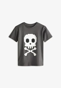 Next SHORT SLEEVE - T-Shirt Print - Charcoal Grey Gaming Pixel Skull -Oberbekleidung Verkäufe 8dc877290c144cc48b74756d21839366 1