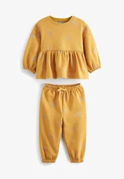 Next GLITTER STAR PRINT PEPLUM HEM SET STANDARD - Strickpullover - Ochre Yellow Cream