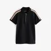 Next SHORT SLEEVE ZIP NECK STANDARD - Poloshirt - Black Arm Tape