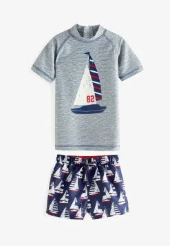 Next 2-PIECE SET - Badeanzug - Grey Navy Blue Boat