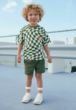 Next SHORT SLEEVE ALL OVER PRINT - T-Shirt Print - Khaki Green Checkerboard