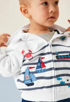 Next APPLIQUÉ CREW AND SET - Sweatjacke - White Blue Classic Boat -Oberbekleidung Verkäufe b6d8cd686f274e31bd9857045b9aedf9