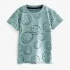 Next SHORT SLEEVE ALL OVER PRINT - T-Shirt Print - Teal Blue Smile Faces