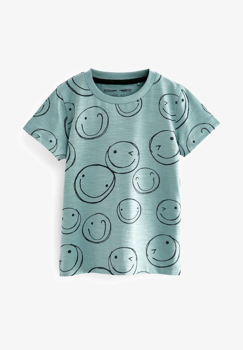 Next SHORT SLEEVE ALL OVER PRINT - T-Shirt Print - Teal Blue Smile Faces 3 Next SHORT SLEEVE ALL OVER PRINT - T-Shirt Print - Teal Blue Smile Faces
