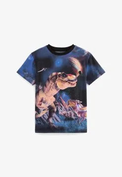 Next ALL OVER SHORT SLEEVE - T-Shirt Print - Navy Blue Space Dinosaur
