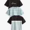 Next SHORT SLEEVE CHARACTER 3 PACK - T-Shirt Print - Blue Black Colourblock Oversized -Oberbekleidung Verkäufe d32eba5aadf24d23ac4af67654a487e5 2