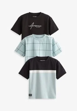 Next SHORT SLEEVE CHARACTER 3 PACK - T-Shirt Print - Blue Black Colourblock Oversized -Oberbekleidung Verkäufe d32eba5aadf24d23ac4af67654a487e5 3