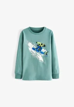 Next GRAPHIC LONG SLEEVE - Langarmshirt - Dark Teal Blue -Oberbekleidung Verkäufe dff06d426da54e839714bf0b85a952e2 1