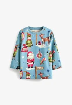 Next LONG SLEEVE CHRISTMAS STANDARD - Langarmshirt - Blue -Oberbekleidung Verkäufe ecc39c28c38748c88b1ab4937ccbcc95 1