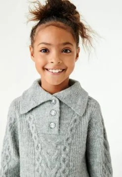 Next CABLE COLLAR WITH GEM BUTTONS STANDARD - Strickpullover - Grey -Oberbekleidung Verkäufe ef982799bbe14d8f936bd6a673bcb946