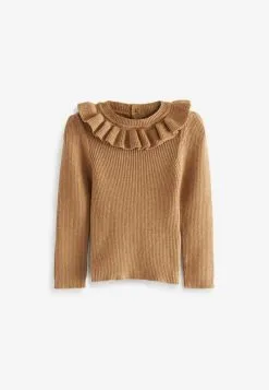 Next FRILL NECK - Strickpullover - Tan Brown -Oberbekleidung Verkäufe f20ed81109a14a7e93e3fa0380ed4d83
