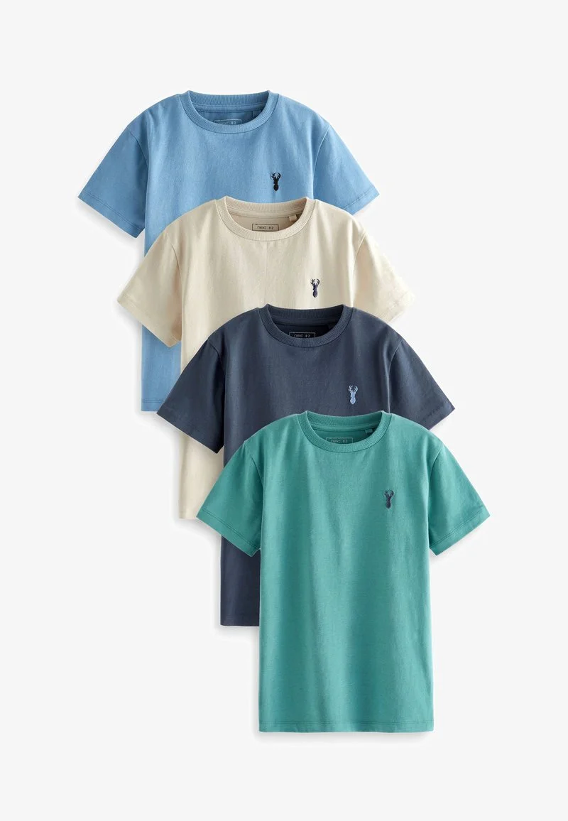 Next 4-PACK STAG EMBROIDERED SHORT SLEEVE - T-Shirt Basic - Blue 3 Next 4-PACK STAG EMBROIDERED SHORT SLEEVE - T-Shirt Basic - Blue